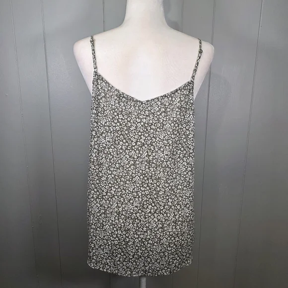 Loft Cami Olive Green & White Floral Tank Top Size L - Picture 7 of 11